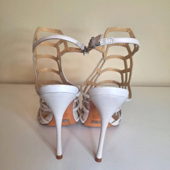 Schutz Juliana cage leather off white stilleto heels SZ 7 - Picture 5 of 9